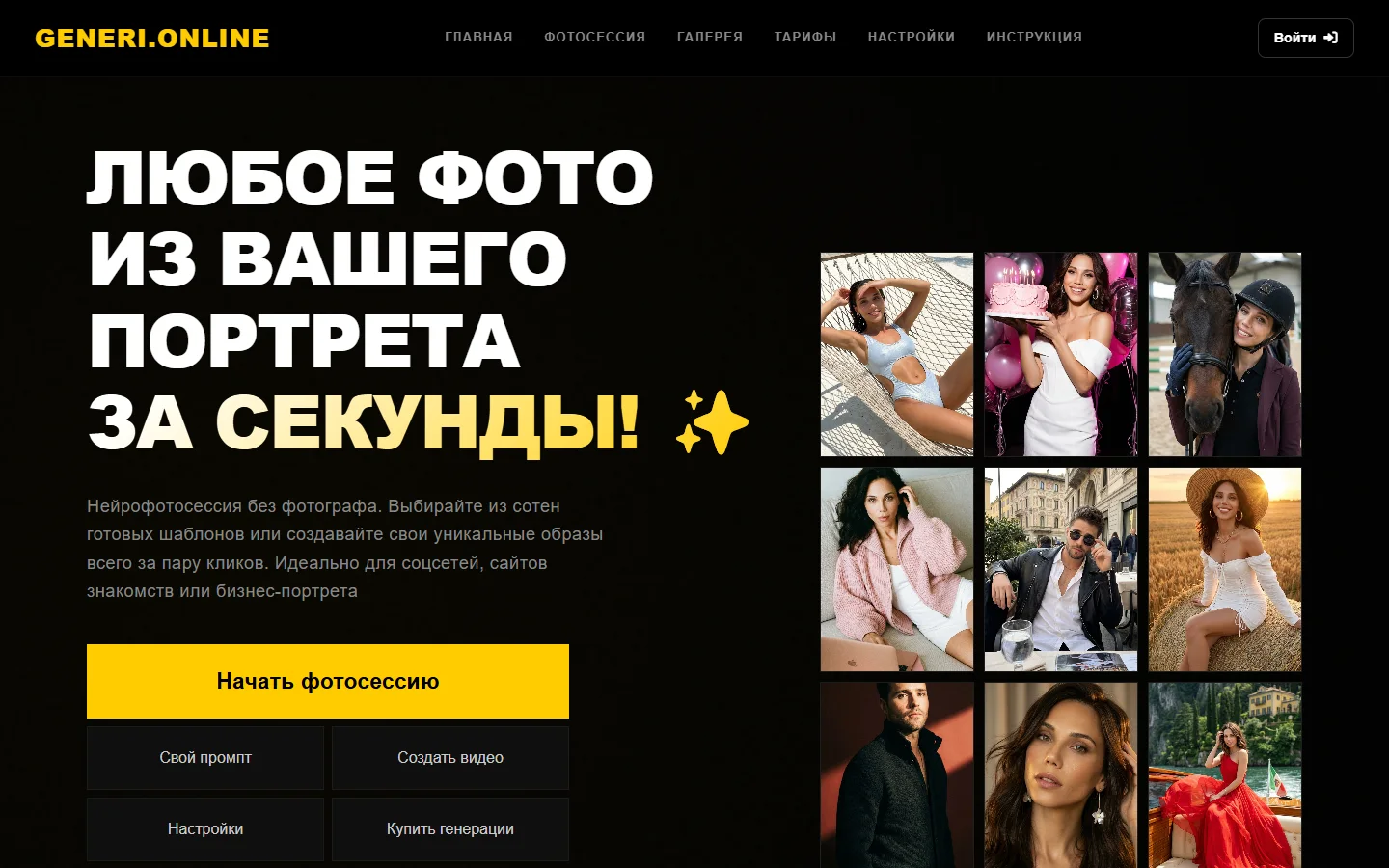 Главная Generi на компьютере: примеры образов и выбор режима