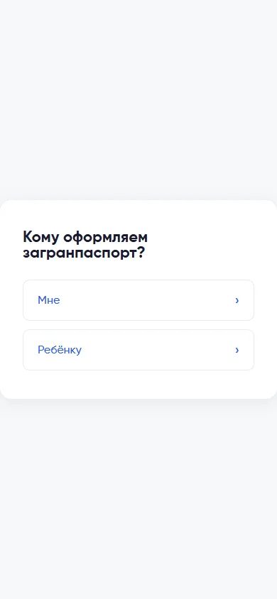 Выбор анкеты Zagran на телефоне: для себя или для ребёнка